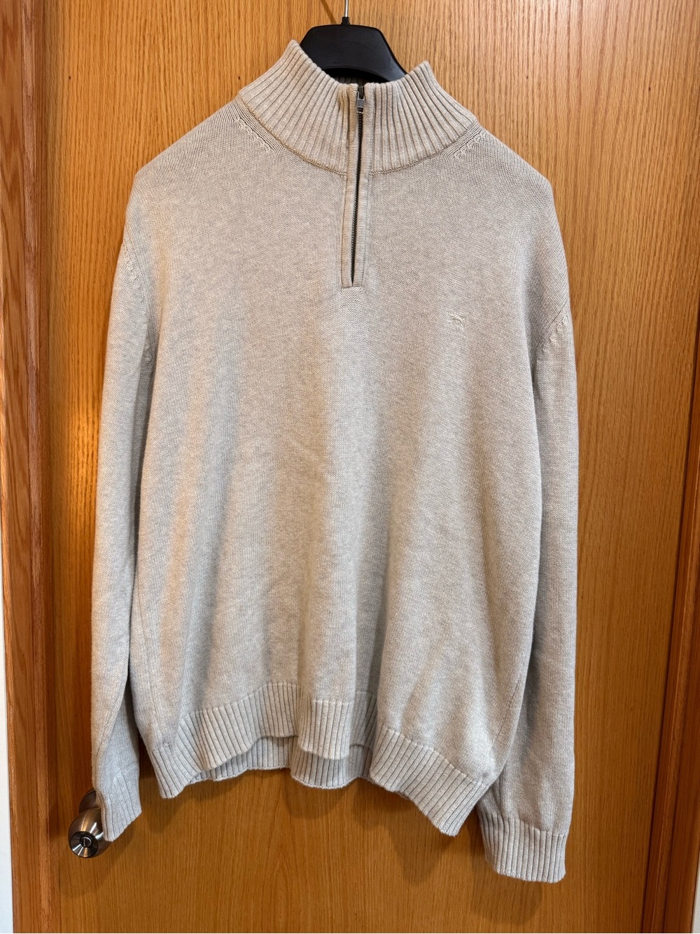 Rodd & Gunn Light Gray Half-Zip Ribbed Mock Neck Sweater
